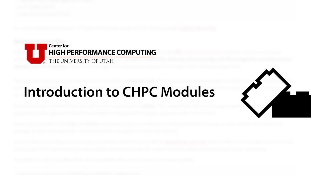 Introduction to CHPC Modules