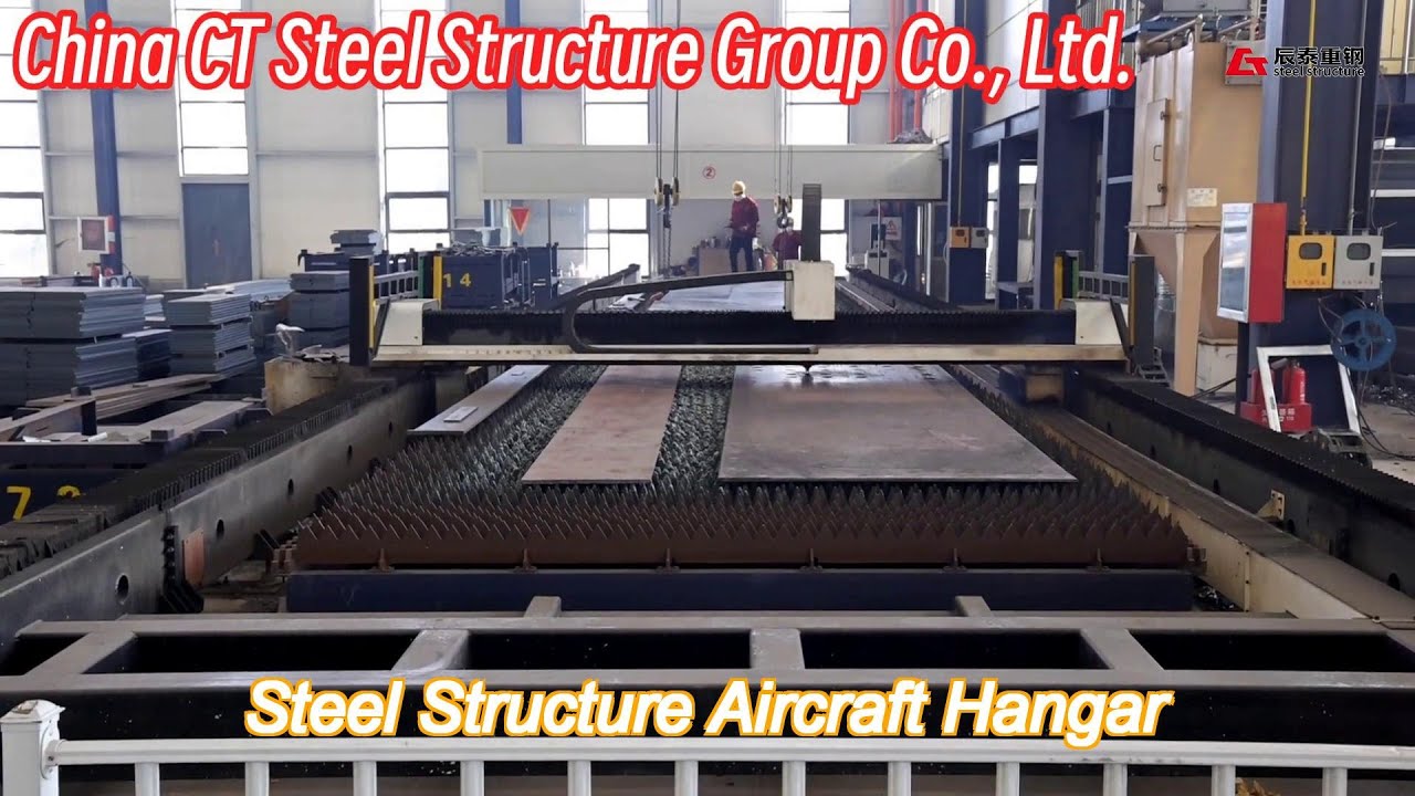 prefabricated hot rolled steel structure aircraft hangar warehouse h section