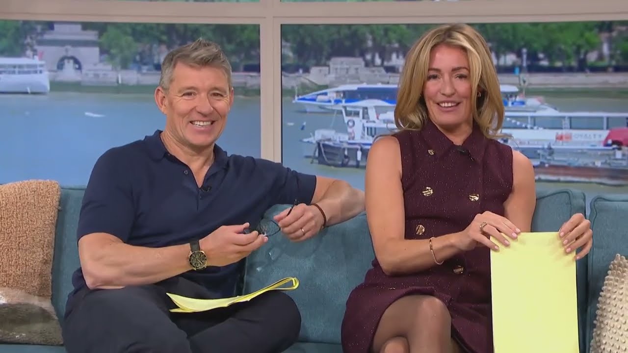 Cat Deeley Purple Mini Dress Sheer Black Pantyhose Stiletto Heels 16 Sep 25