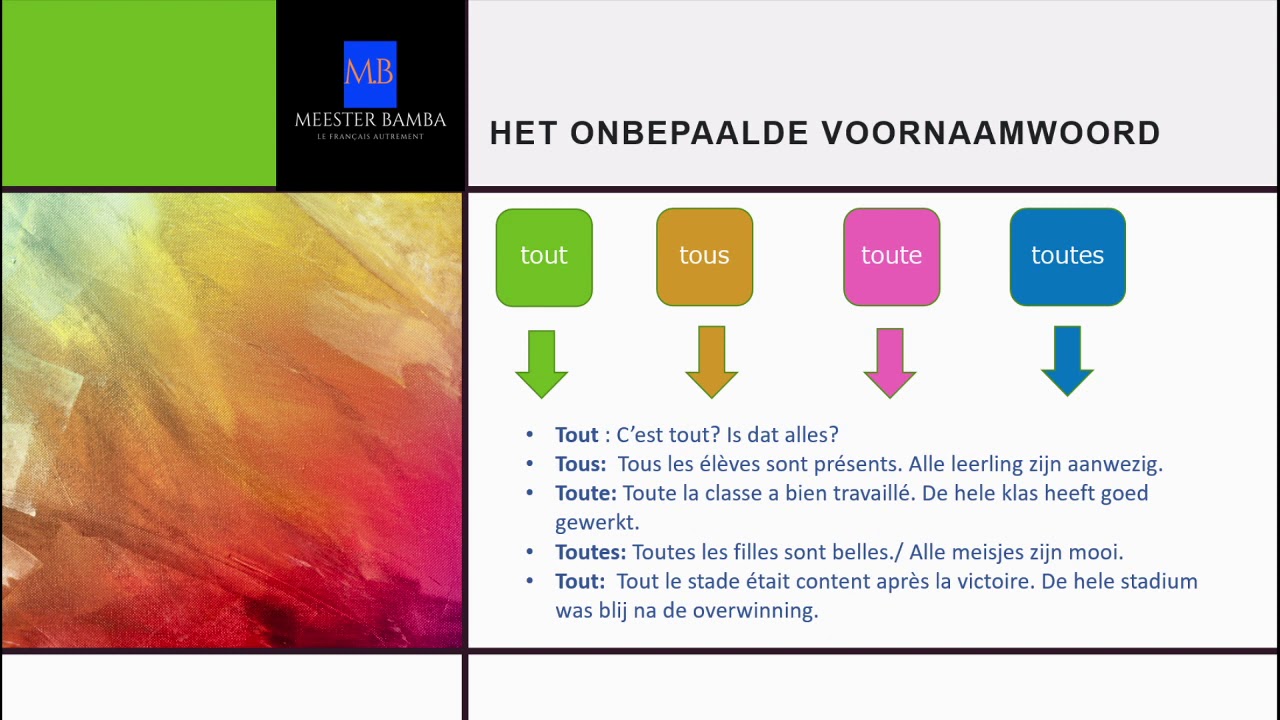 Het onbepaald lidwoord TOUT