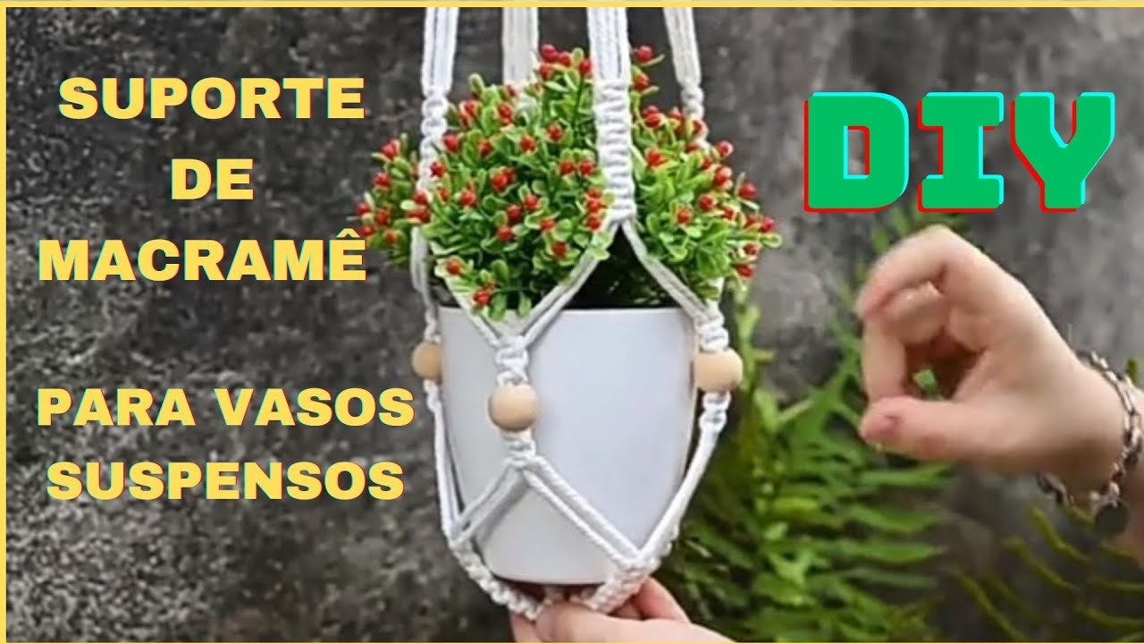 5 Suportes para Plantas de Macram&ecirc;, Vasos Suspensos para Interior e Exterior