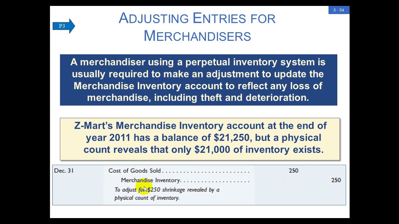Adjusting & closing Entries for Merchandisers / تسوية واقفال عمليات شراء وبيع البضاعة