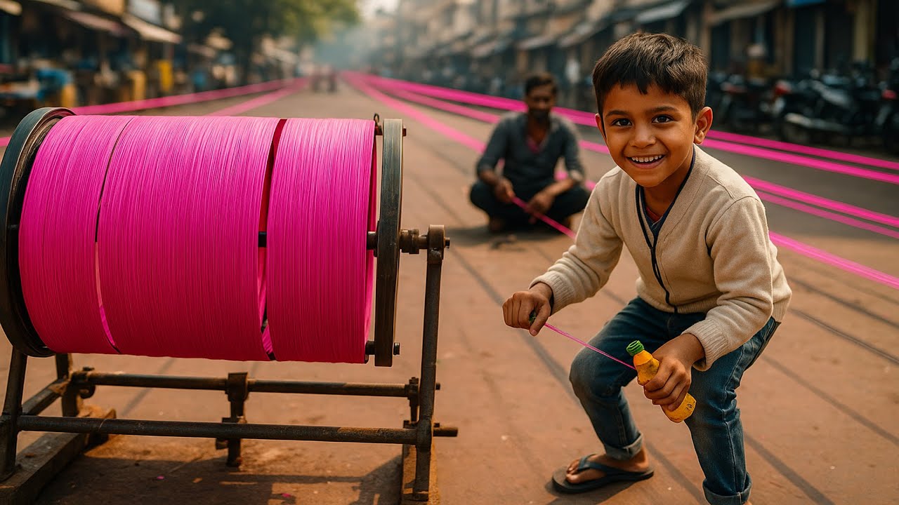 Real Gujarati Rolling Manjha Making in the Streets of Ahmedabad #kitefestival #kiteflying #festival