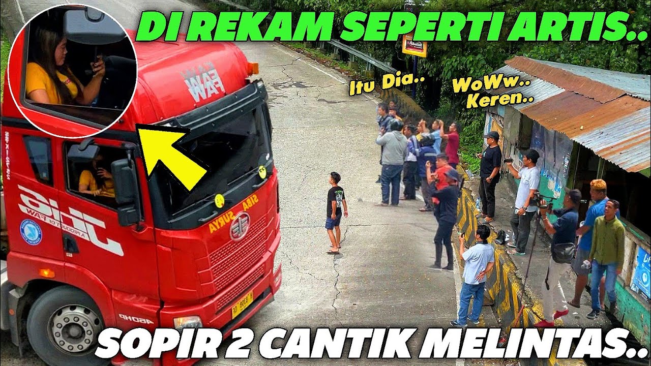 SOPIR 2 "WANITA CANTIK" MELINTAS !!! Di Rekam Rame-Rame Seperti Artis