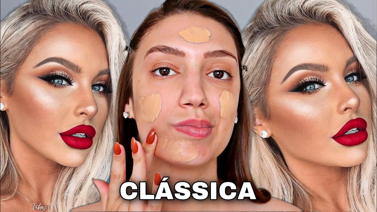 COMO FAZER UMA MAKE CLÁSSICA COM BATOM VERMELHO *MAQUIAGEM FÁCIL*