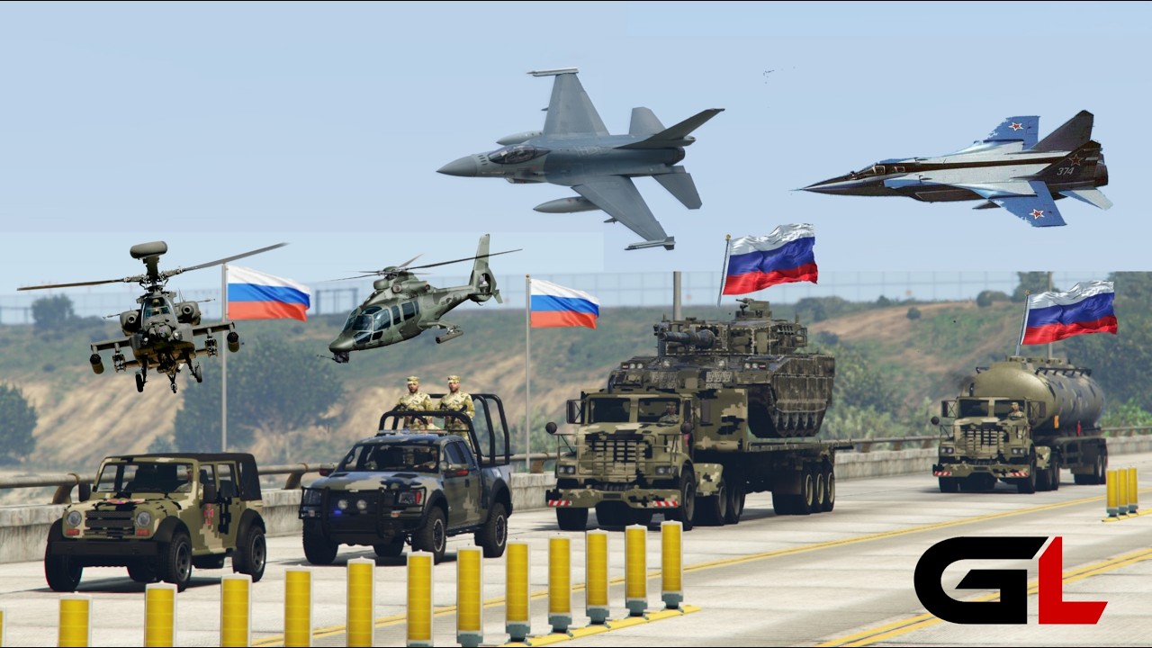 Israeli F-35 Fighter Jets & Helicopters Attack on Irani Army Weapons Supply Convoy - GTA 5 Gameplay