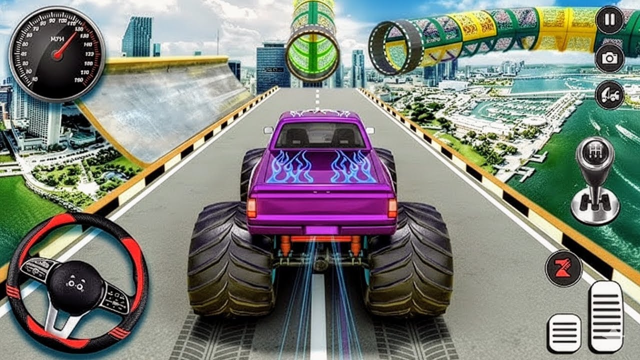 Ultimate Mega Ramp Car Racing: BeamNG Drive Insane Monster Truck Stunts!
