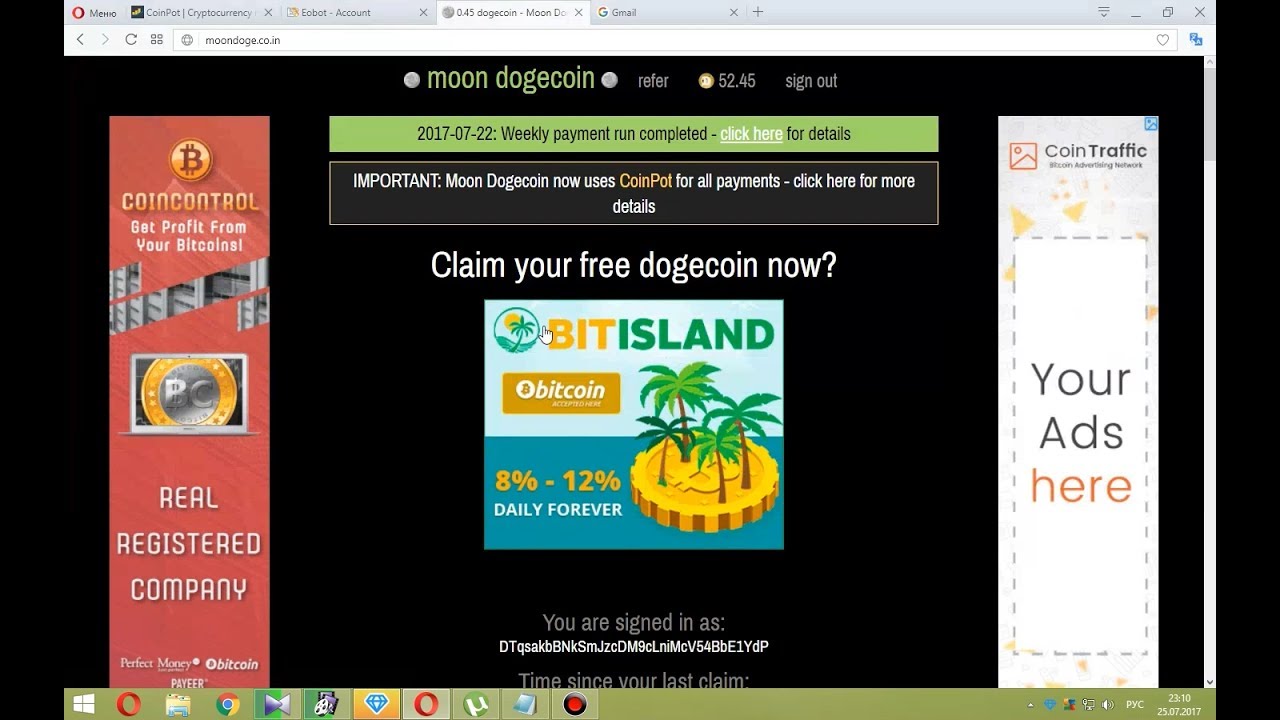 Привязываем moondoge.co.in к coinpot.co 27 07 2017