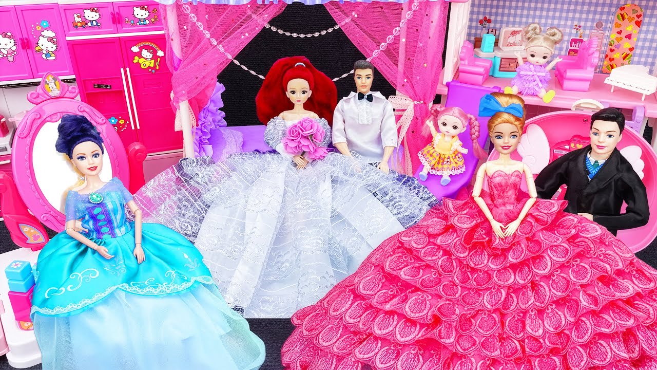 17 Minutes Satisfying with Unboxing Barbie Princess Bed & Furniture Play Set Review Toys | ASMR