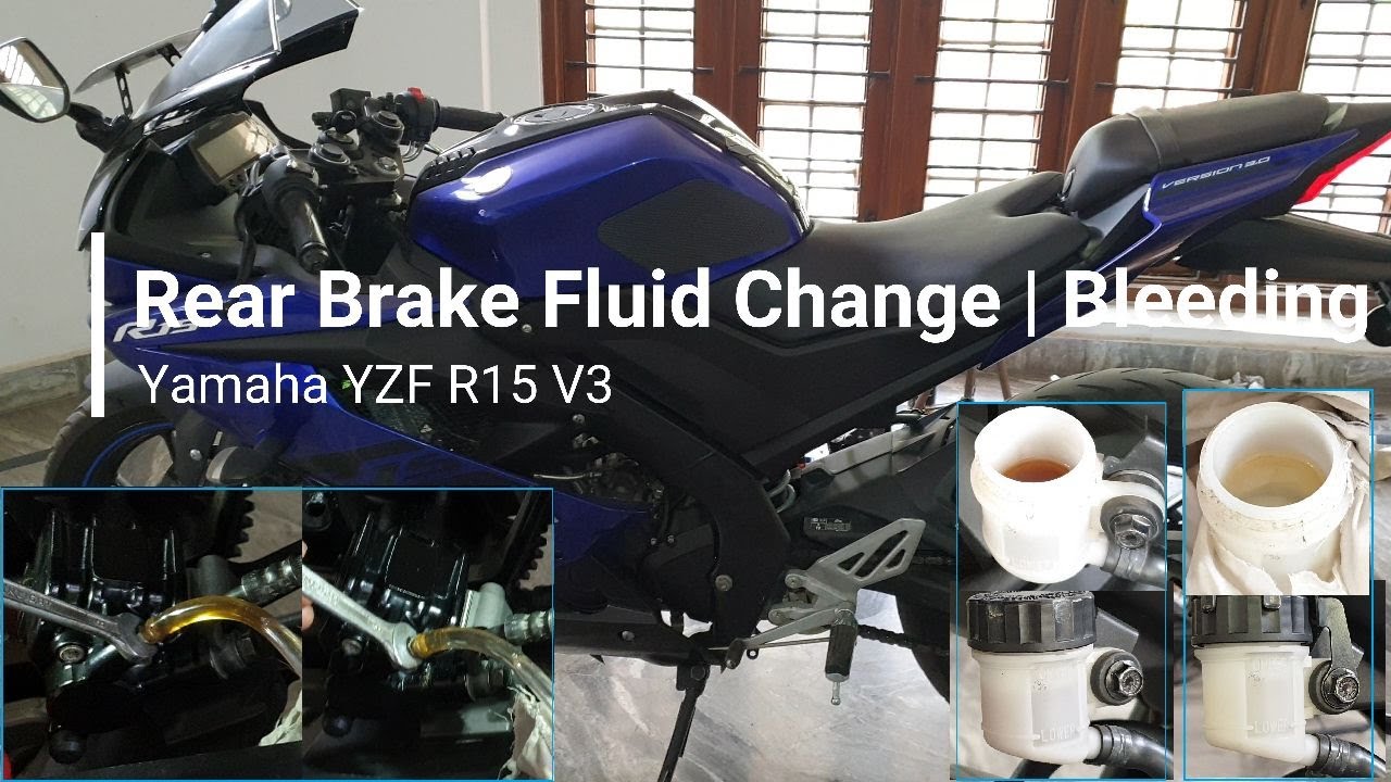 Yamaha R15 V3 | Rear Brake Fluid Change | Bleeding