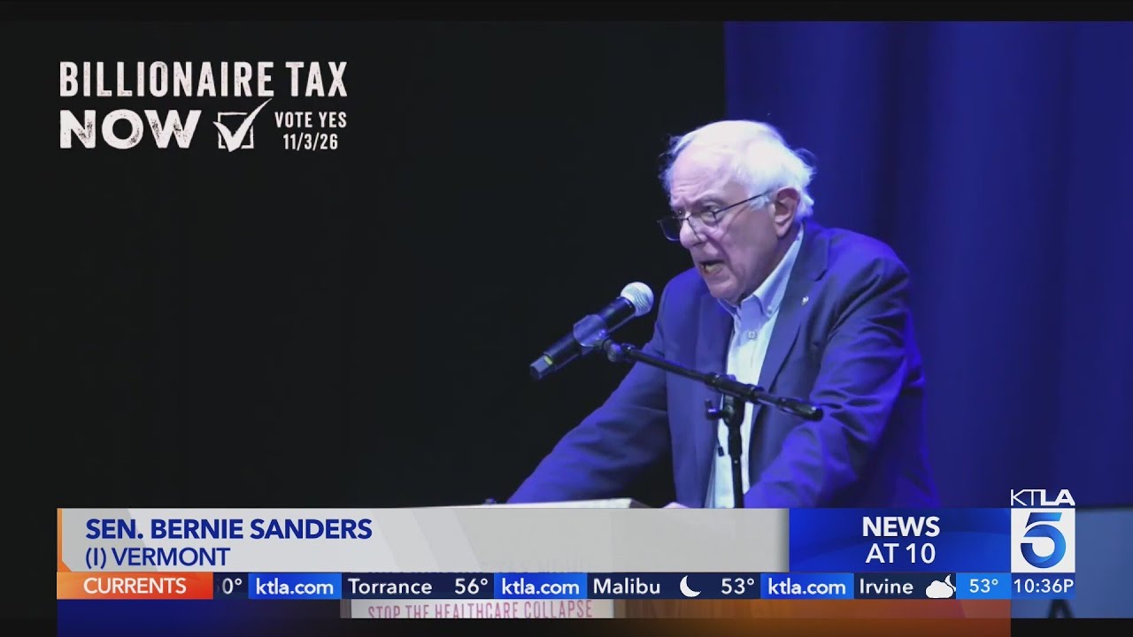 Senator Bernie Sanders rallies for billionaire wealth tax