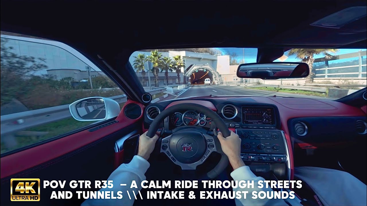 POV GTR R35  — a calm ride through streets and tunnels | intake & exhaust sounds