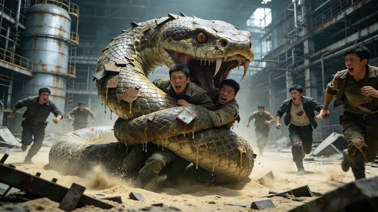 废弃工厂突现变异沙蟒，勘察队被疯狂绞杀！#movie #惊悚 #悬疑 #探险 #奇幻 #巨蟒 #恐怖 #电影探险家