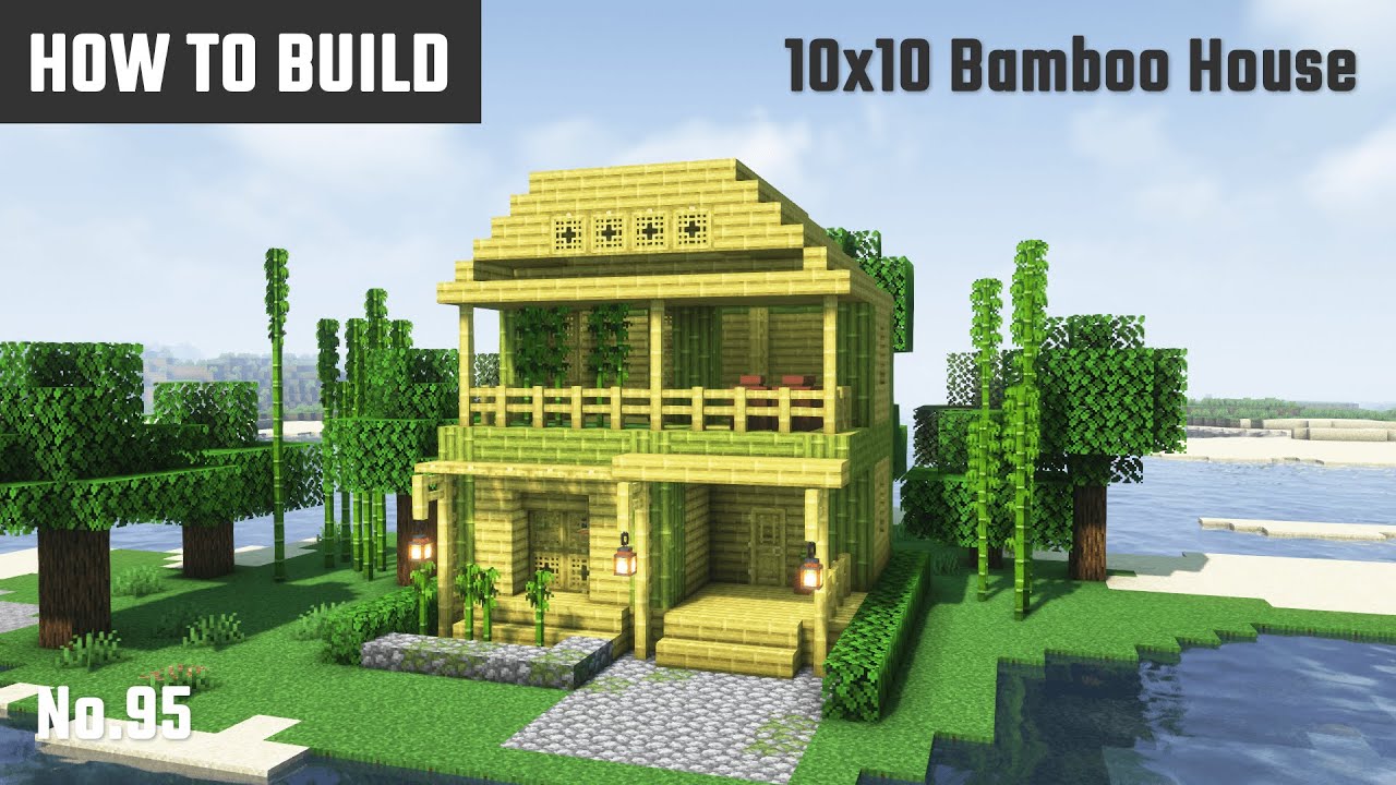 マイクラ建築：竹のみで作るサバイバルハウスの作り方。10x10ブロックで簡単に。No.95【Minecraft】