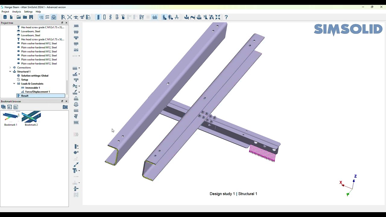SimSolid Tutorial: Analisis No lineal de elementos estructurales y conexion con pernos