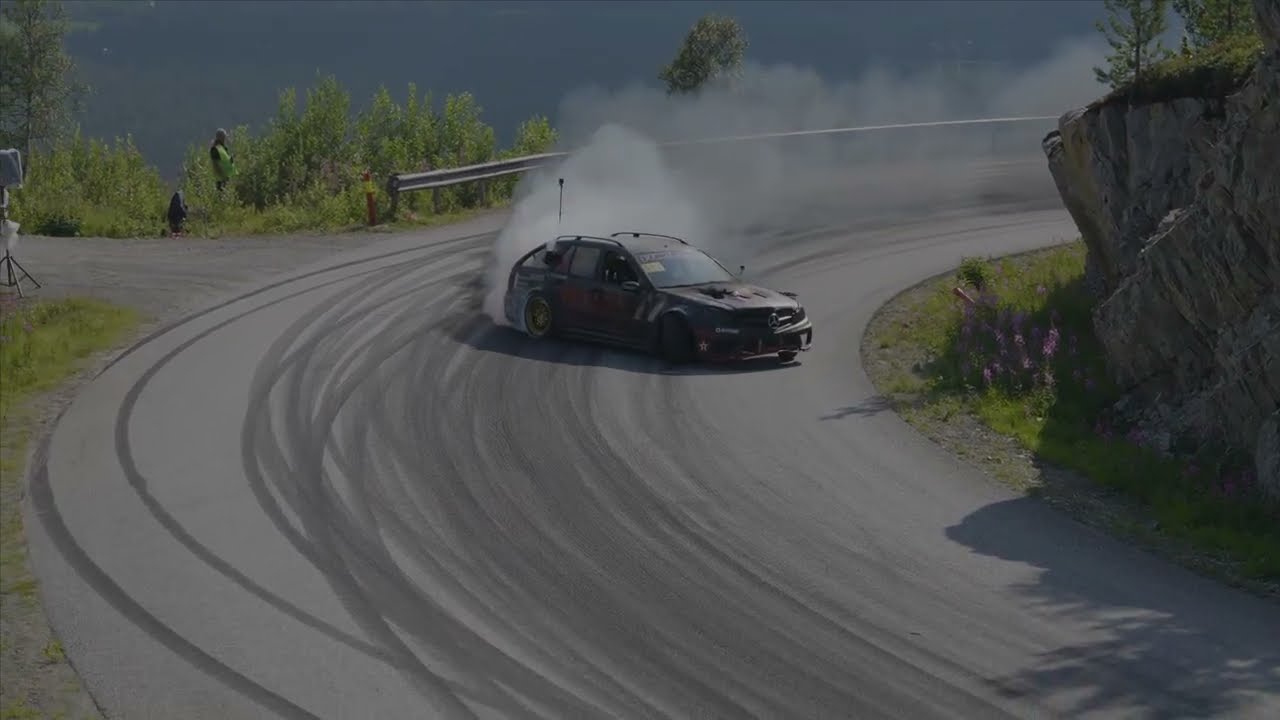 Mercedes diesel extreme hill climb drifting Norges Råeste Bakkeløp