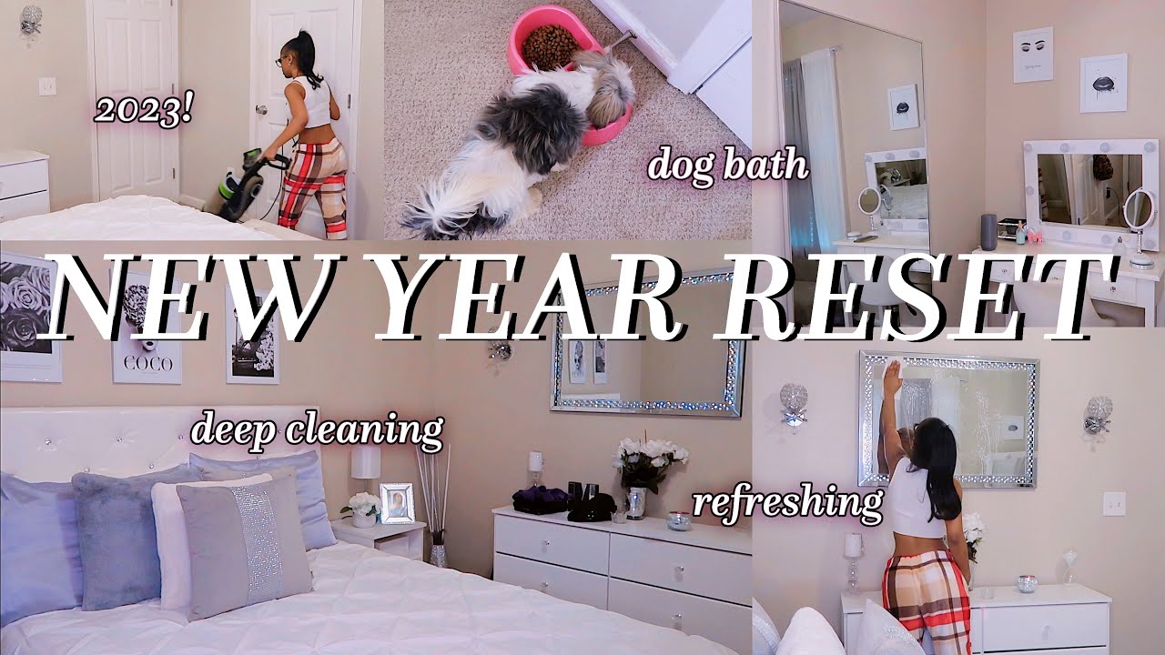 NEW YEAR RESET! | clean with me, washing my new dog, decluttering & more for the new year!!