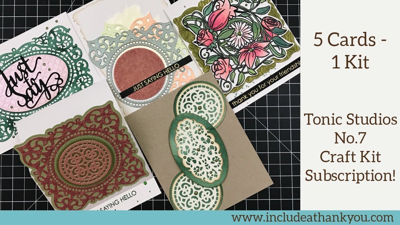 5 Cards - 1 Kit | Tonic Studios No.7 Craft-Card Kit 2018 | Vivid Greens and Rich Pinks!