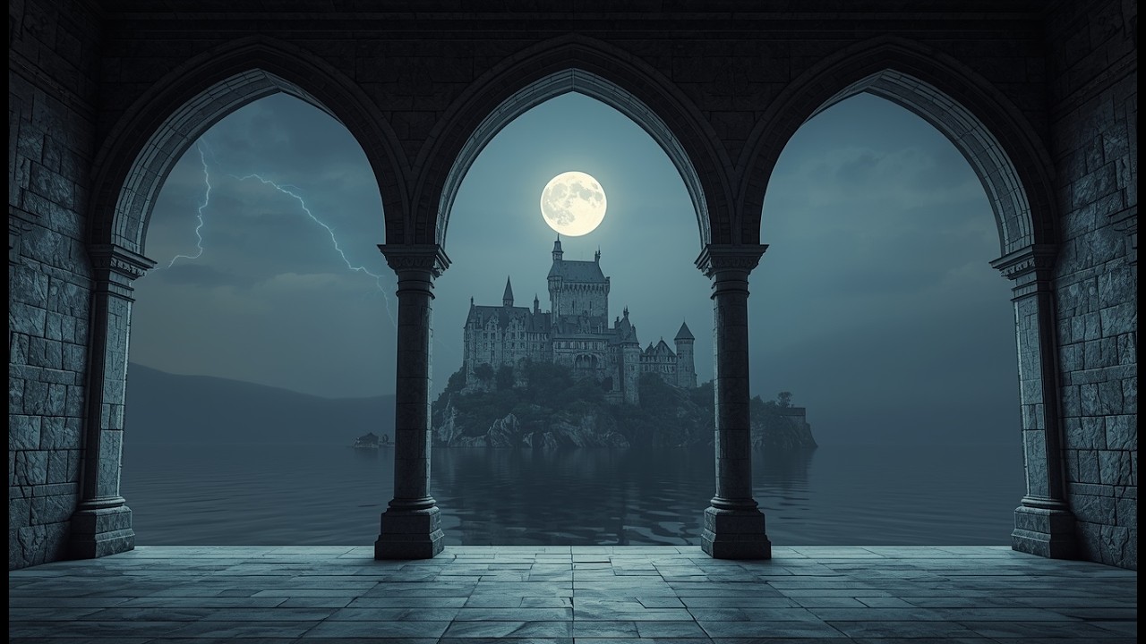 The Silent Window at Night | Moon Reflection Castle Piano for Deep Relaxation 🌕🌊