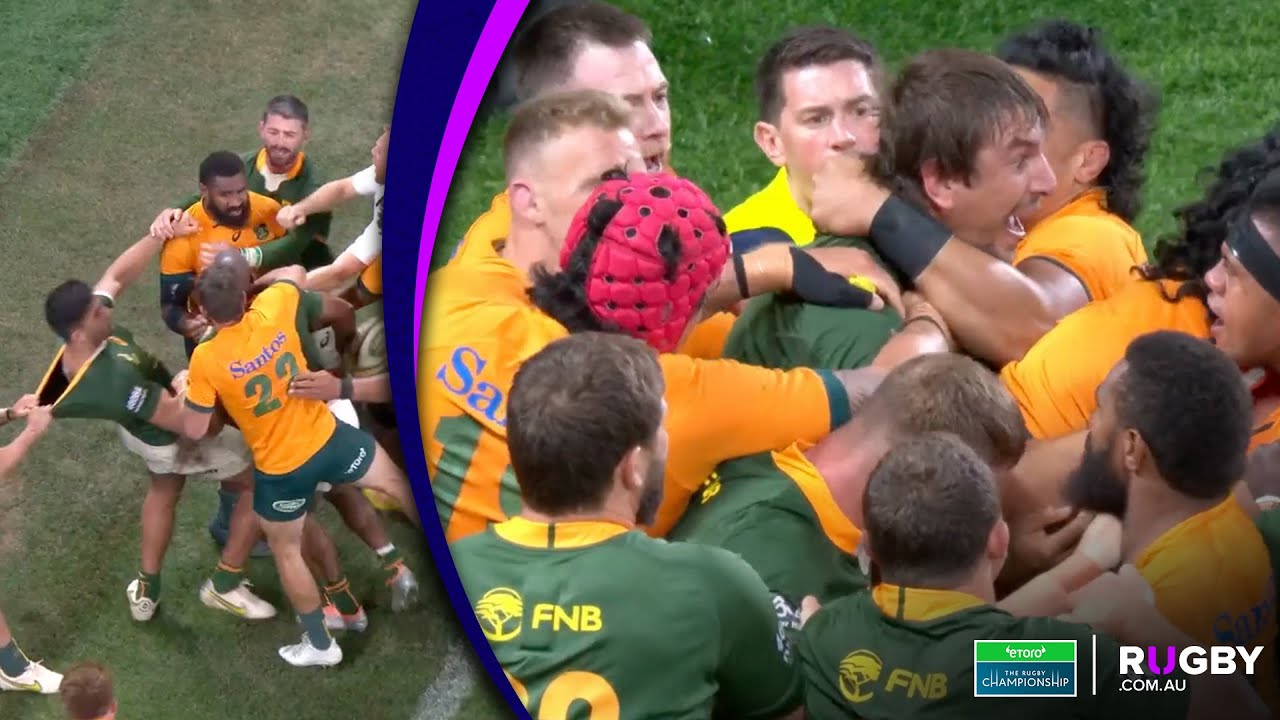 Full length scuffle between the Wallabies & Springboks 2022
