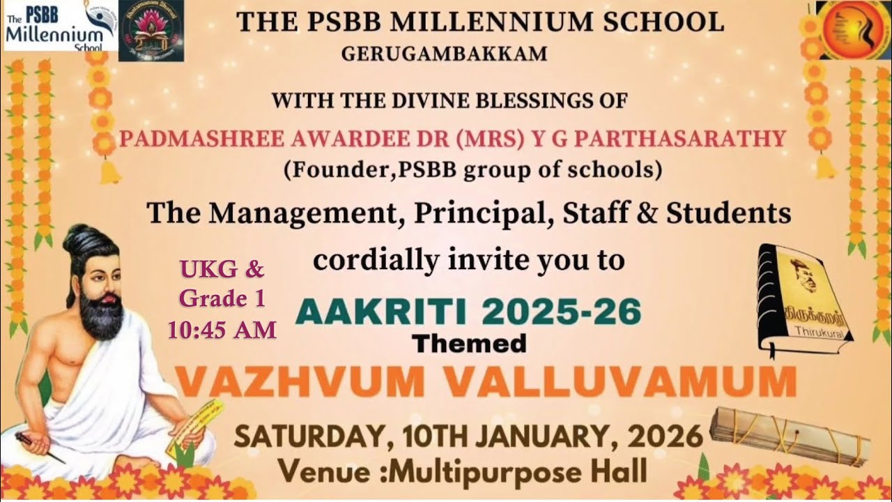 The PSBB Millennium School  GBKM  AAKRITI 2025-26 (Vazhvum Valluvamum)  GURU photo STUDIO
