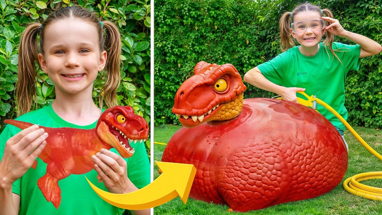 Grote rekbare dinosaurussen komen tot leven | Leuke wetenschappelijke experimenten voor kinderen