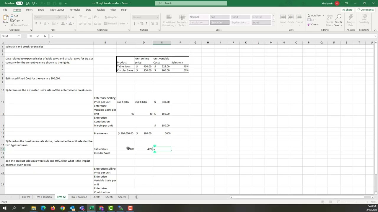 Cost Volume Profit Analysis c21 Demonstration Problem 2