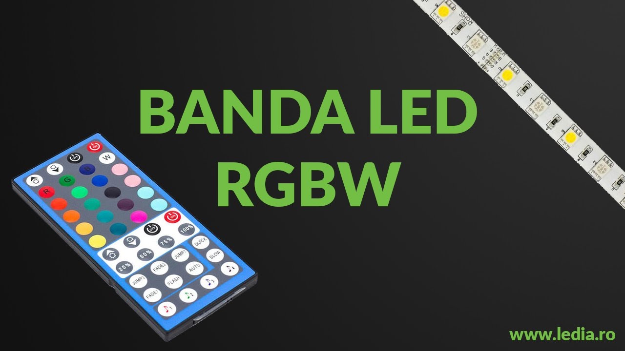 Banda cu LED RGBW 5050 smd, banda LED RGB plus Alb rece 6500k test www.ledia.ro
