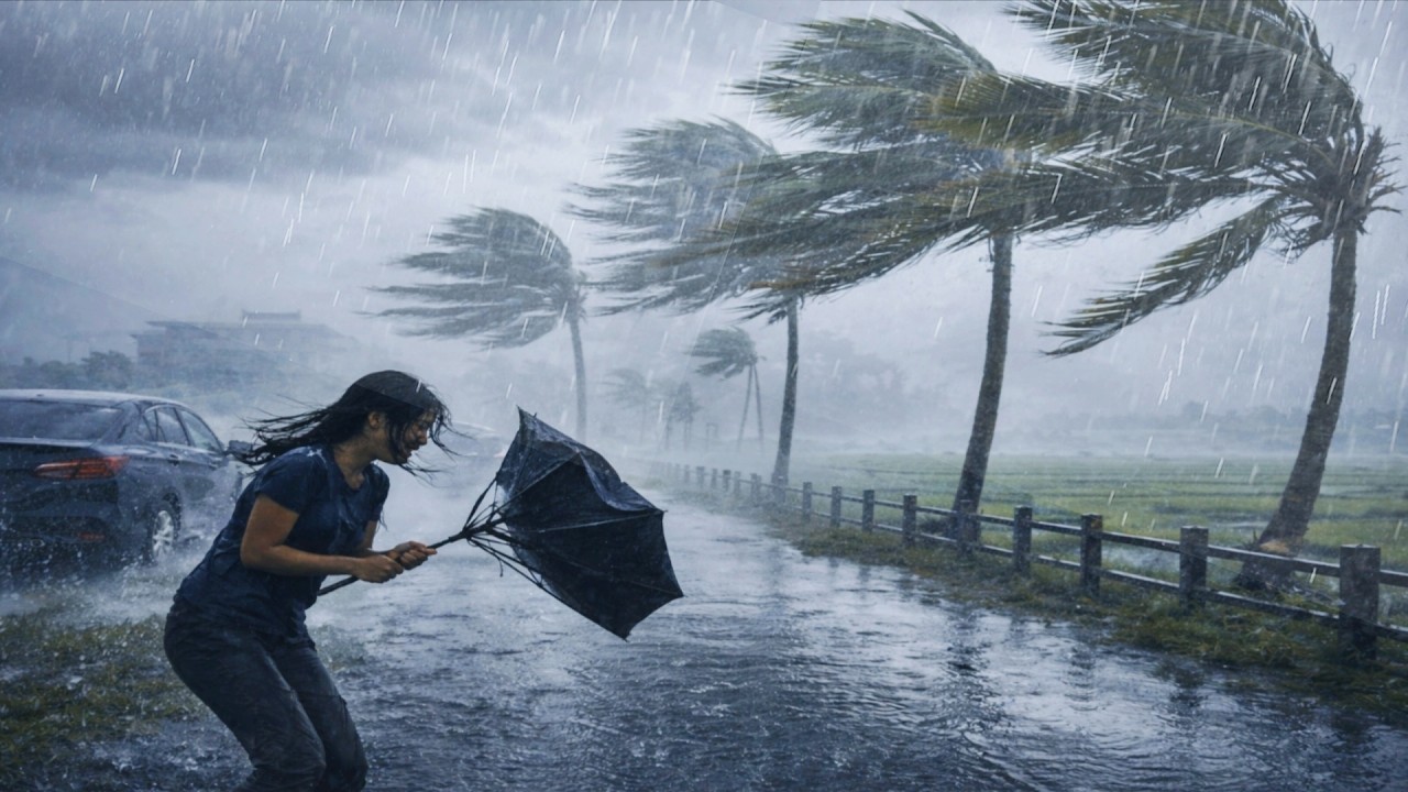 The biggest rain and wind storm accompanied by the craziest thunder hit an Indonesian village life