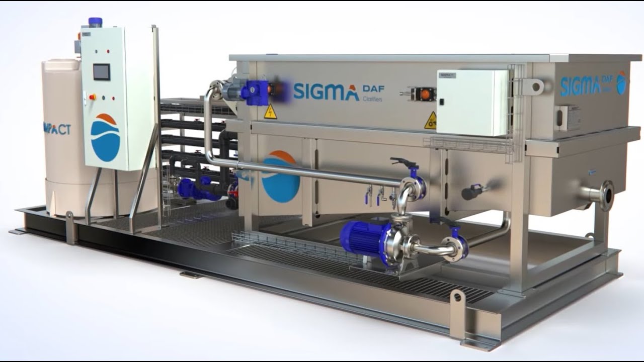 Equipo de flotación DAF compacto con una unidad de coagulación floculación integrada - Animación 3D