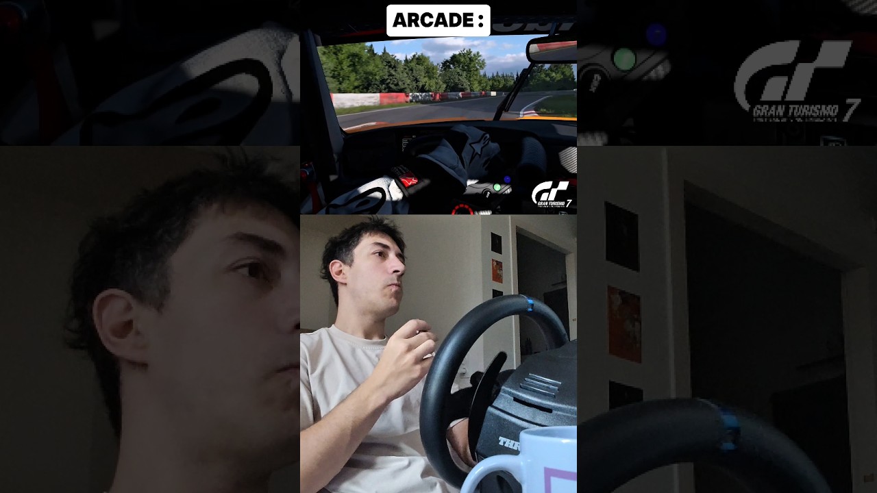 Arcade vs simulation : the difference 🥵 #simracing #gaming #steeringwheel #gt7 #xbox #assettocorsa