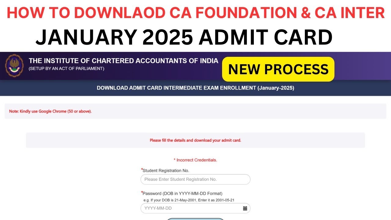 how To download CA Exam January 2025 Admit card |how to Download CA foundation & CA Inter Admit card