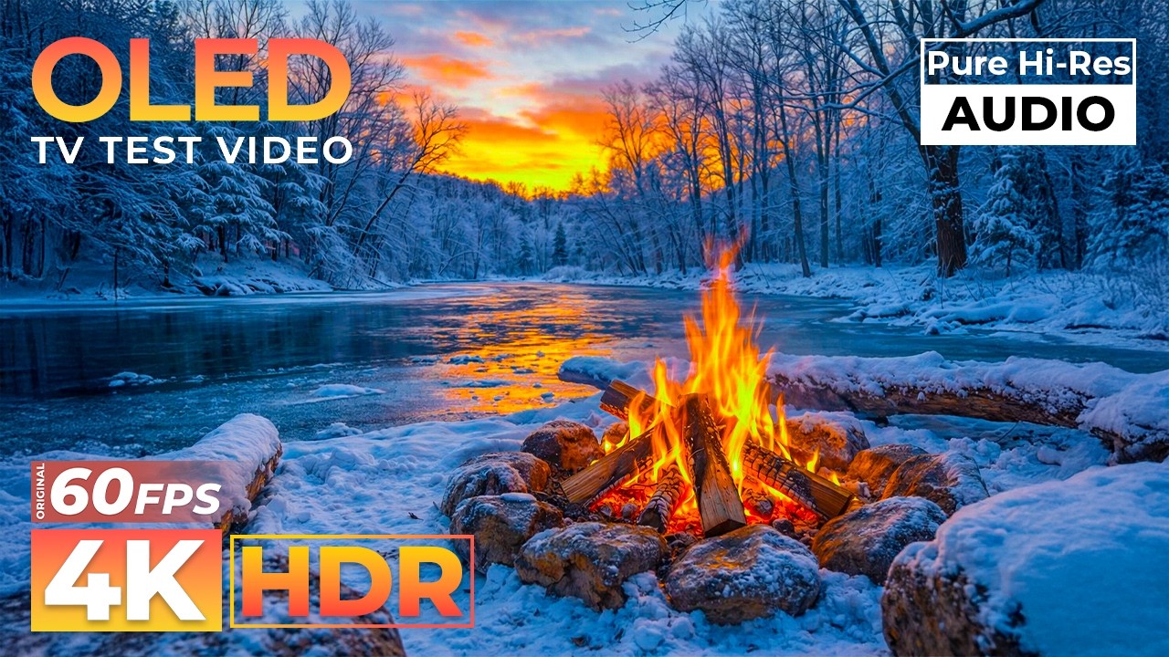 Winter River Scenery 4K | Snowy Mountain River & Flowing Water in 4K Video HDR with Relaxing Music