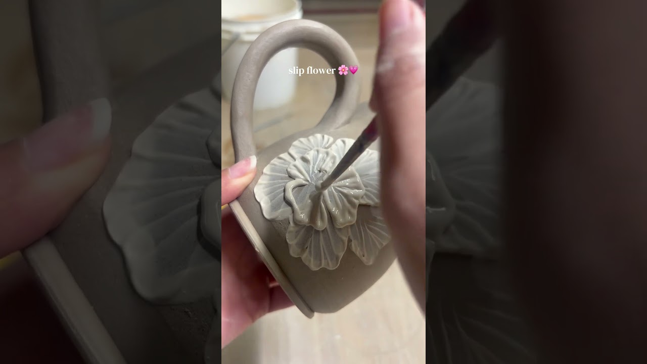 porcelain slip on reclaimed clay mug 🌸💗 
