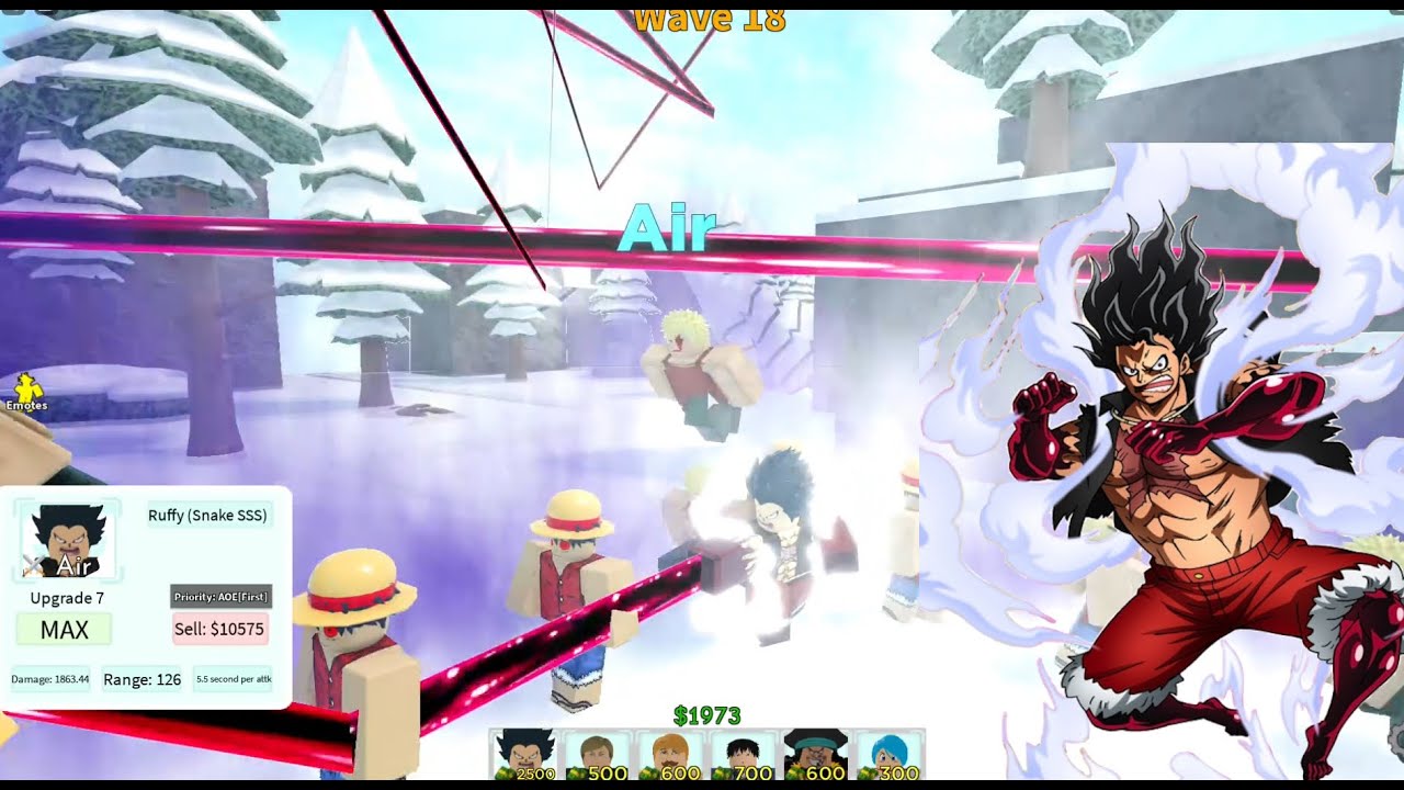 6 Star Snakeman Luffy Showcase on All Star Tower Defense