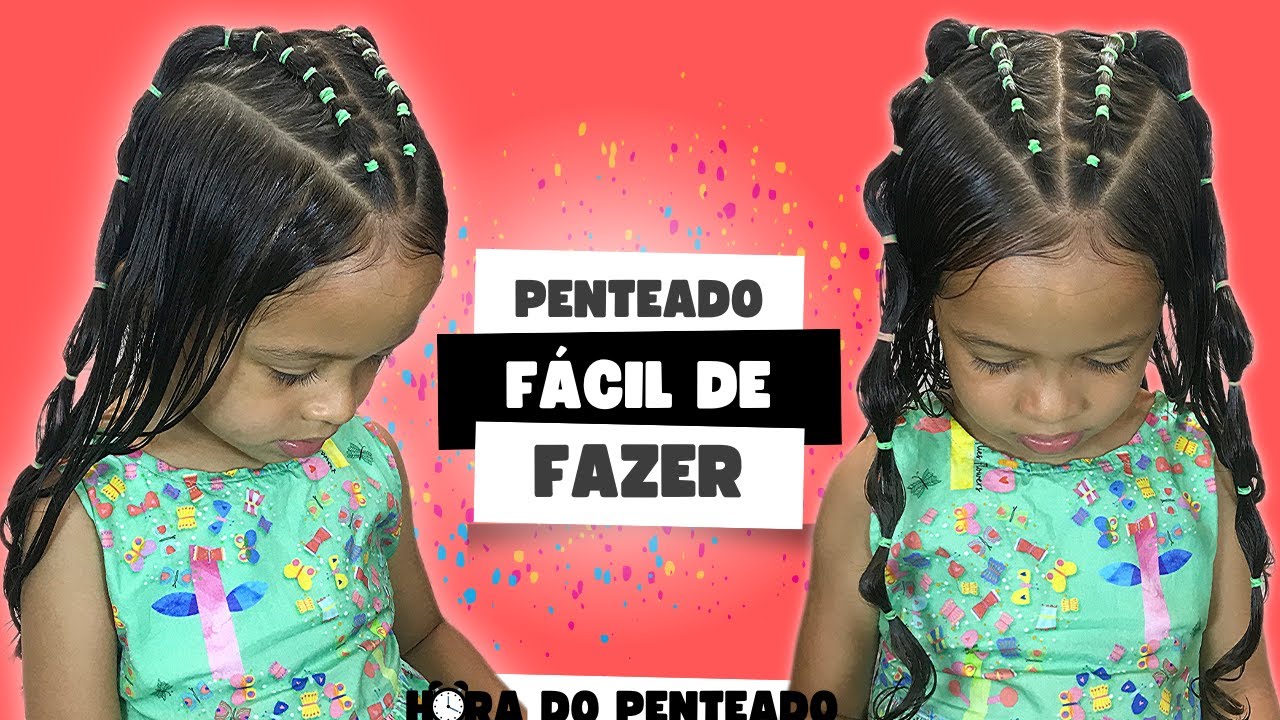 PENTEADO COM LIGUINHAS fácil de fazer | penteado infantil simples para escola