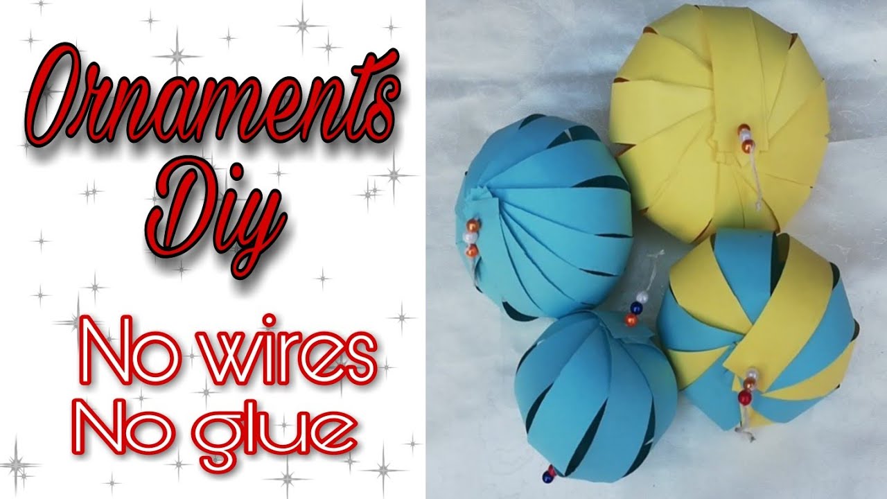 How to make paper Ornaments without wire and  glue /Paper ball for decor /Diy