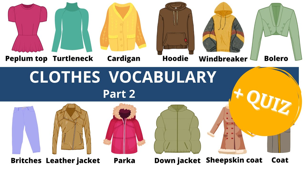 Clothes vocabulary in English || Part 2 || 25 words + Quiz || Learn English with pictures