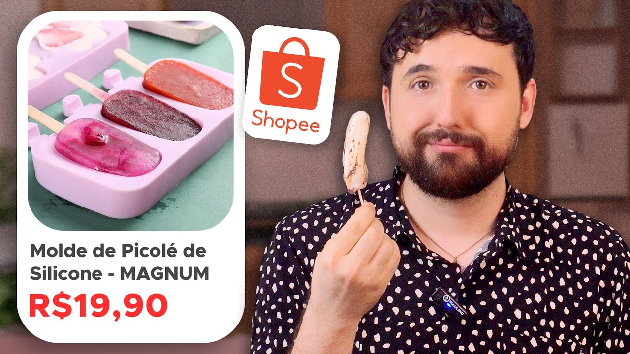 😱 COMPRAS DA SHOPEE PARA COZINHA | Picolé Magnum da Shopee | Sorvete em Casa?