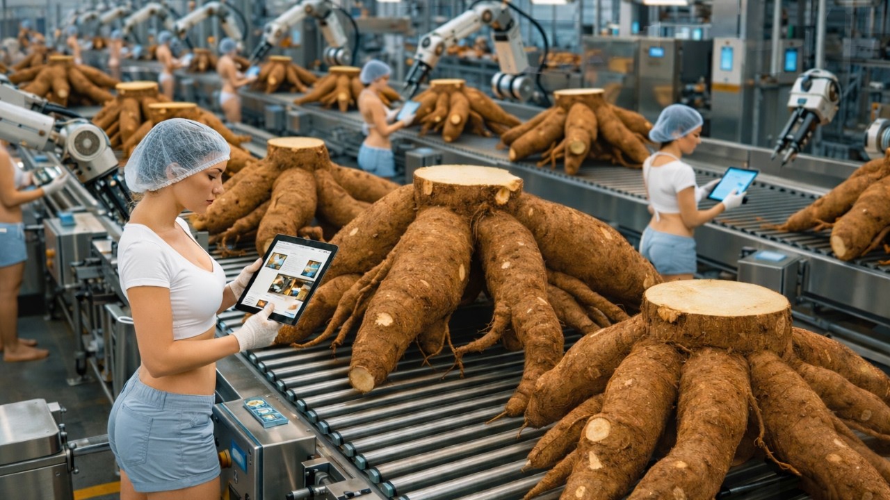 Inside a Modern Cassava Factory: From Farm to Dessert (The Whole Process)