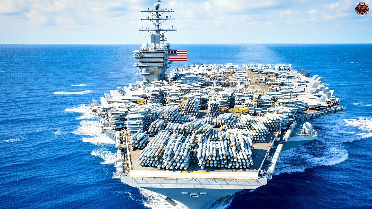 The crew of the USS Gerald R. Ford deployed hundreds of missiles for a naval training exercise.