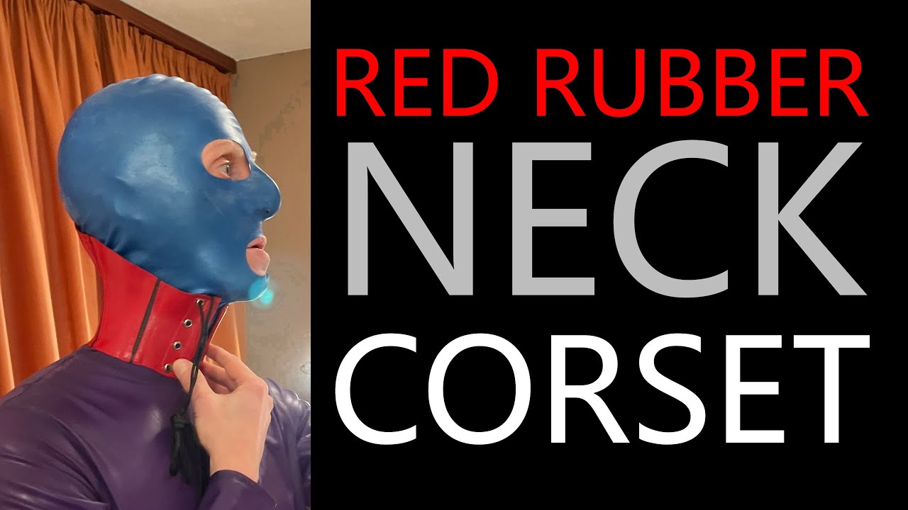 Wearing the RED RUBBER neck corset #collar #neckcorset #rubbercollar #latexcorset #latex