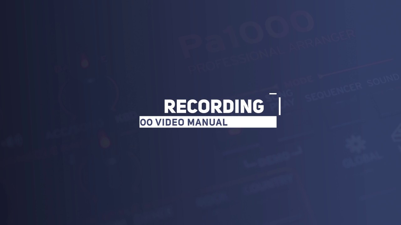 Pa1000 Video Manual Part 9: Recording