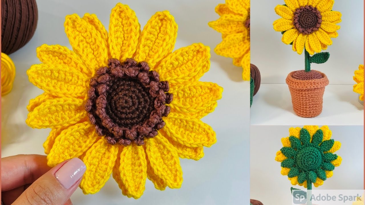 Girassol de Amigurumi Para Vasinho ou Aplicação Passo a Passo - Parte I