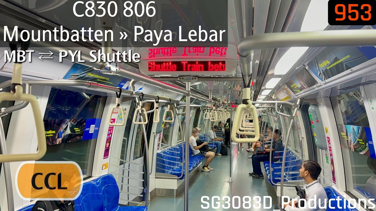 [SMRT][MBT ⇄ PYL Shuttle] Alstom Metropolis C830 [806] - CC7 Mountbatten » CC9 Paya Lebar (CCL)