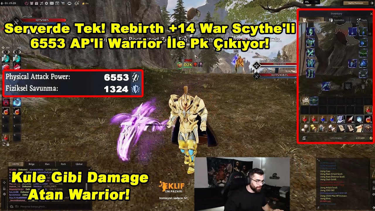 MrSalvador - Serverde Tek! Rebirth +14 War Scythe'li 6553 AP'li Warrior İle Pk Çıkıyor! Rise Online
