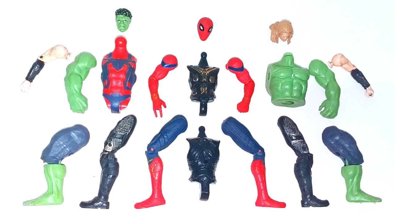 AVENGERS ASSEMBLE TOYS, Red-spiderman vs Captain thor vs Hulk smash 