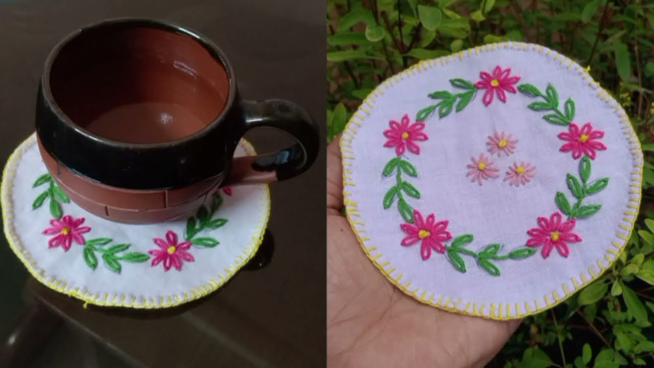 DIY Embroidery  Tea Coaster|Hand Embroidery|Stitch Explore|EASy Embroidery Stitch
