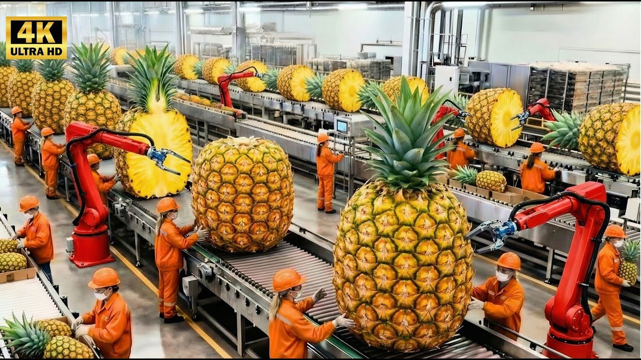 INSIDE the SECRET Process of a Mega Golden Pineapple Factory