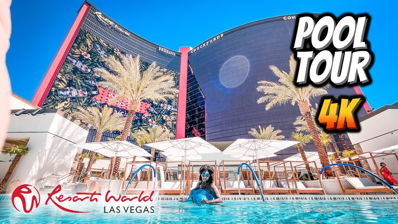 RESORTS WORLD Las Vegas FULL POOL TOUR in 4K!  🏖 (Gotta See This!)